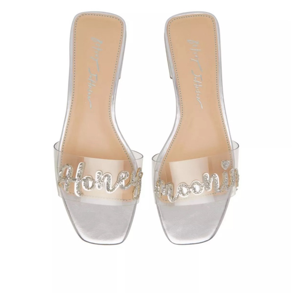 Betsey Johnson Clear Honeymoon Slide Sandals Bride Bridal